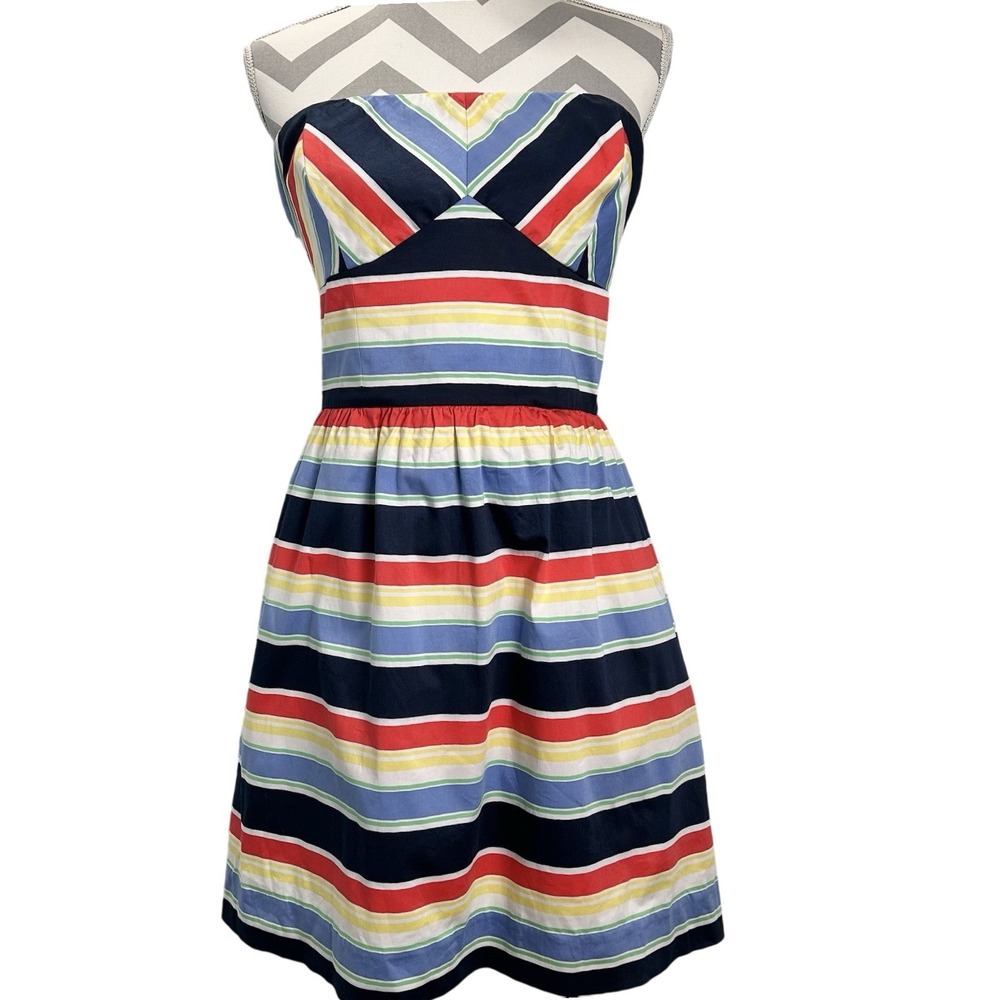 Vineyard Vines Curtain Bluff 12 Women's Strapless Mini Dress Colorful Striped